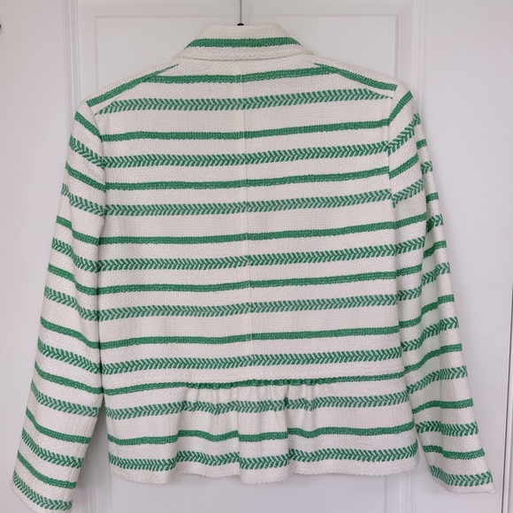 W By Worth Rare Jacquard Grass Green White Striped Moto Jacket Blazer Size 8 N… - Picture 4 of 5